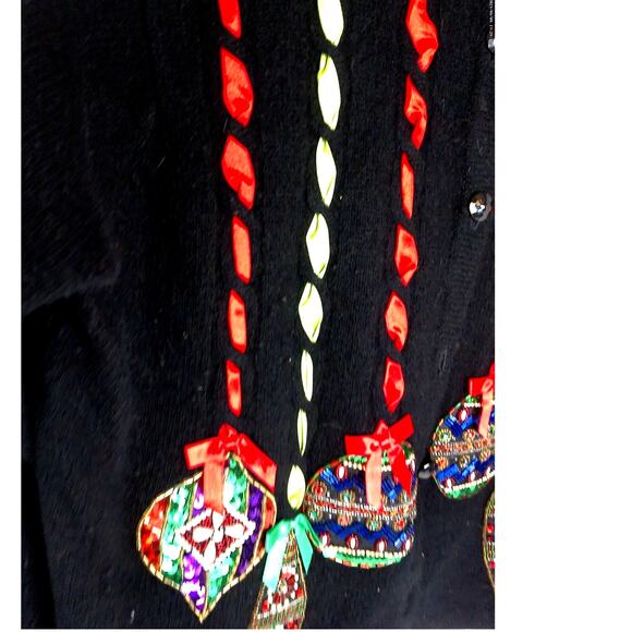 Vintage Design Options Christmas Cardigan Sweater Size Medium - Picture 6 of 11